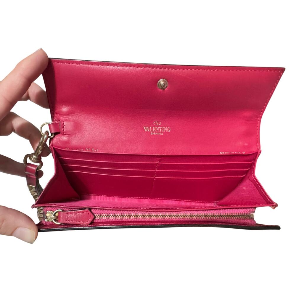 Auth Valentino Garavani Hot Pink Rockstud Wristlet Wallet - Picture 12 of 16